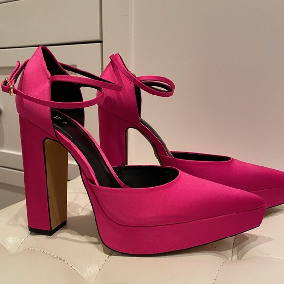 Zara Barbie pink satin platform heels. Size 38. - Picture 4 of 8